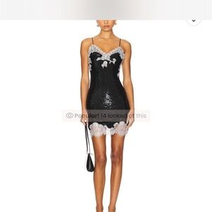 Alice + Olivia Harley Sequin Mini Slip Dress in Black & Off White